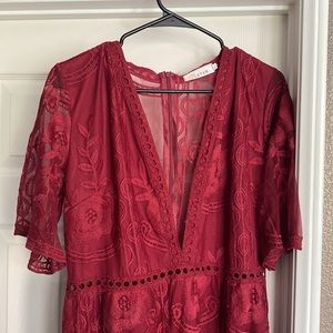 Maroon Lace Romper